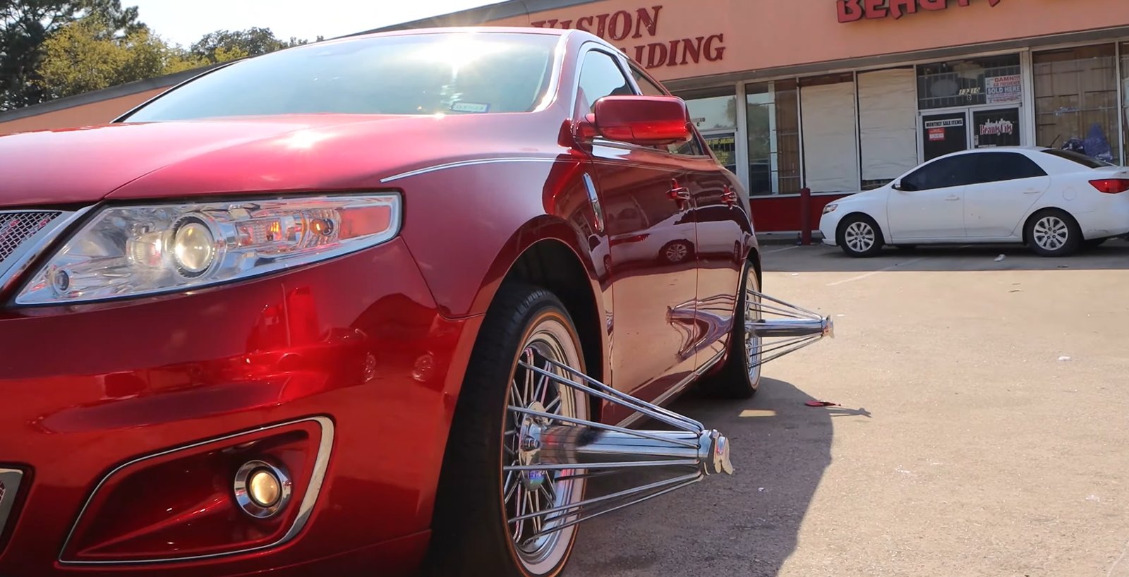 Poked-out swangas on a Houston slab showing the deep dish of the star wire wheel